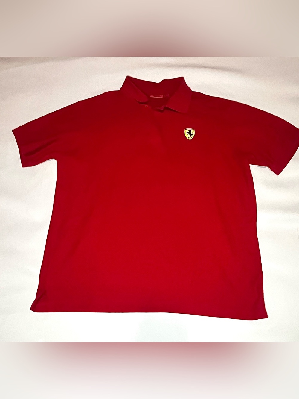 Ferrari Red Polo with Yellow Shield Emblem - Men's
